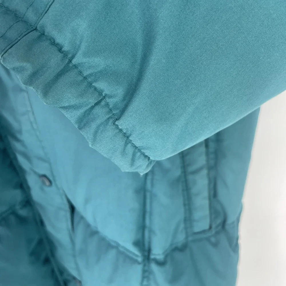Vintage 90s Cabela's Quilted Down Parka Full Length Long Women's L‎ Hooded Teal